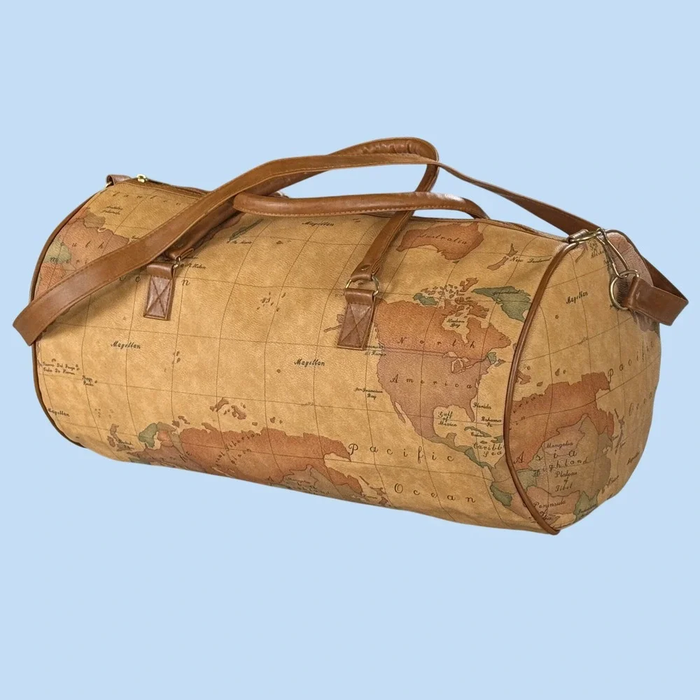 Vintage 1980s Magellan World Map Duffel Bag 20